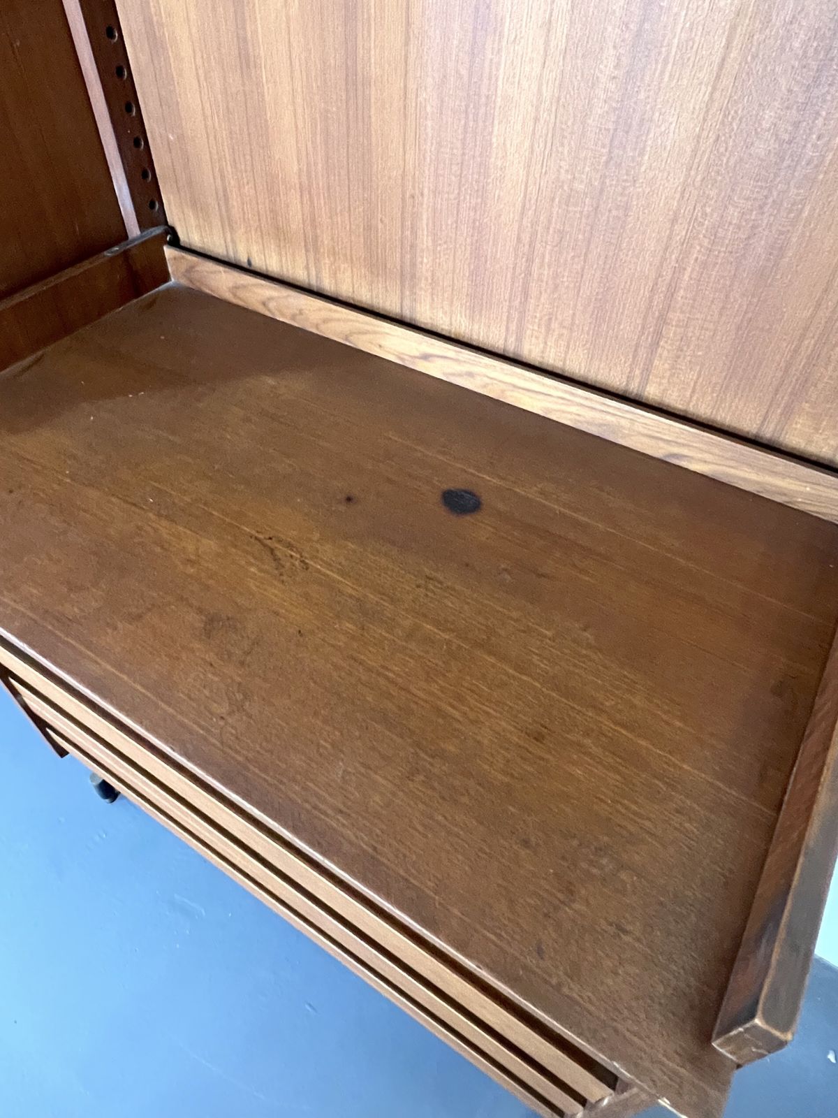 photo vintage Mid Century Modern Modular Wood Bookcase From 50s