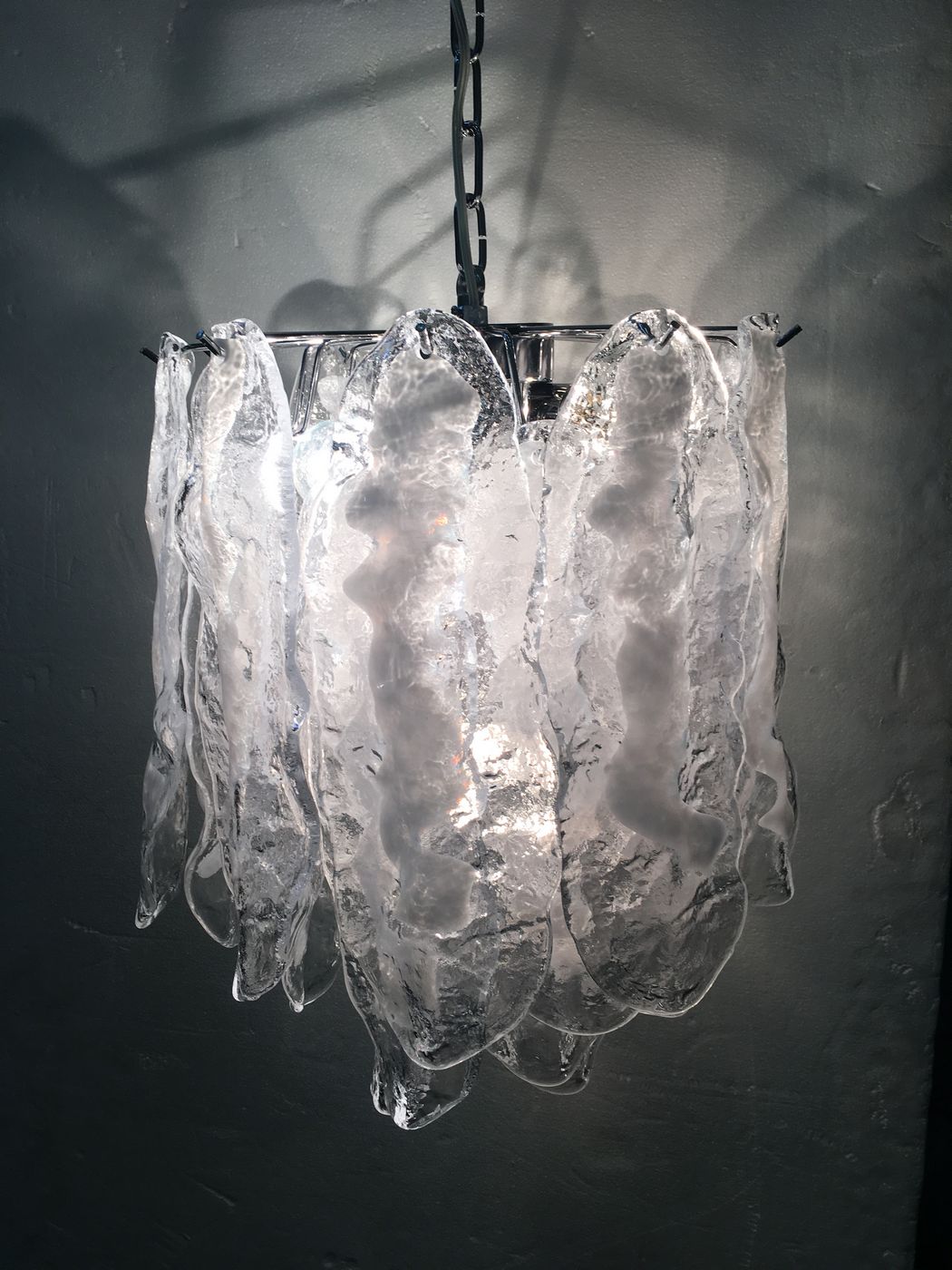 Transparent And White “Fiamma” Murano Glass Chandelier D45 photo furniture