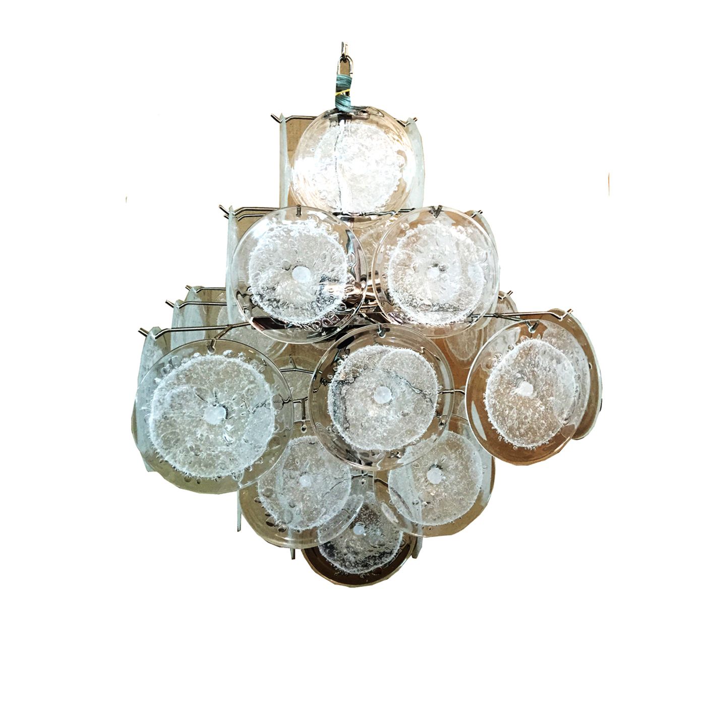 Transparent And Pulegoso “Disks” Murano Glass Chandelier