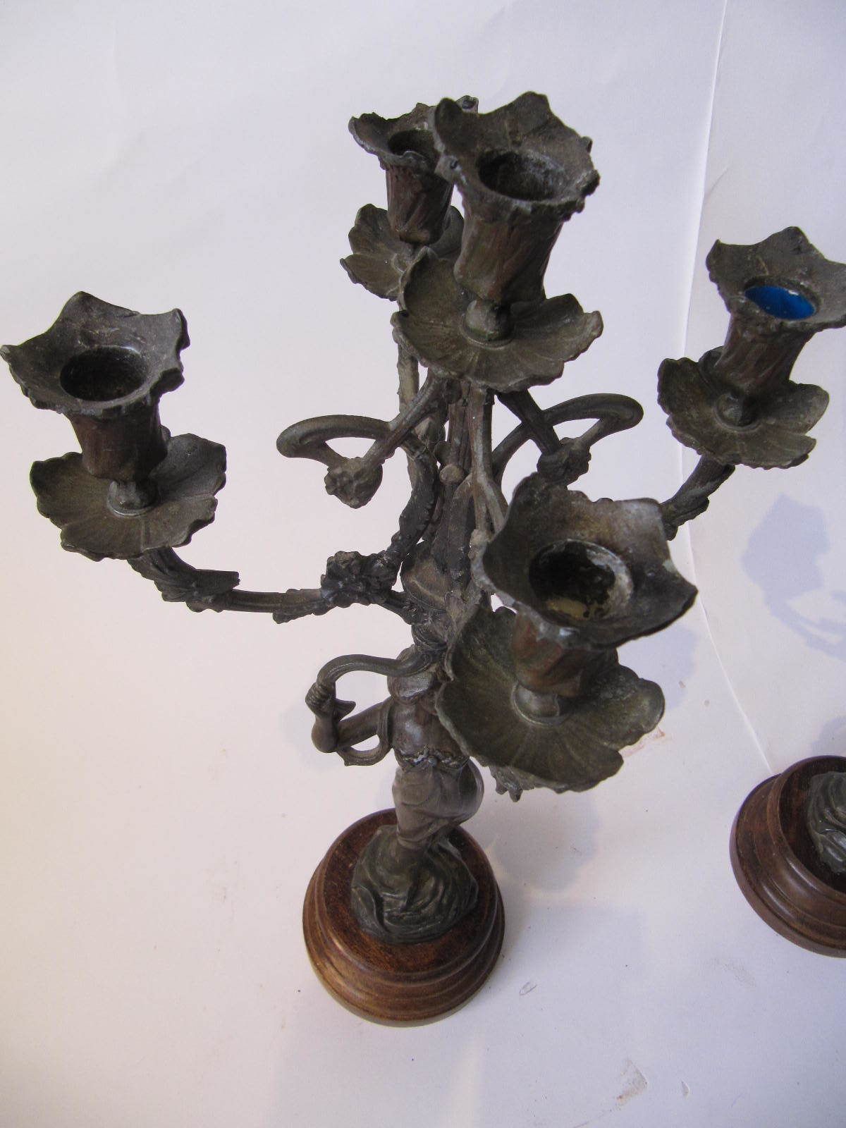 Art Nouveau Figure Candelabra Pair, 5 Candle photo 395.0