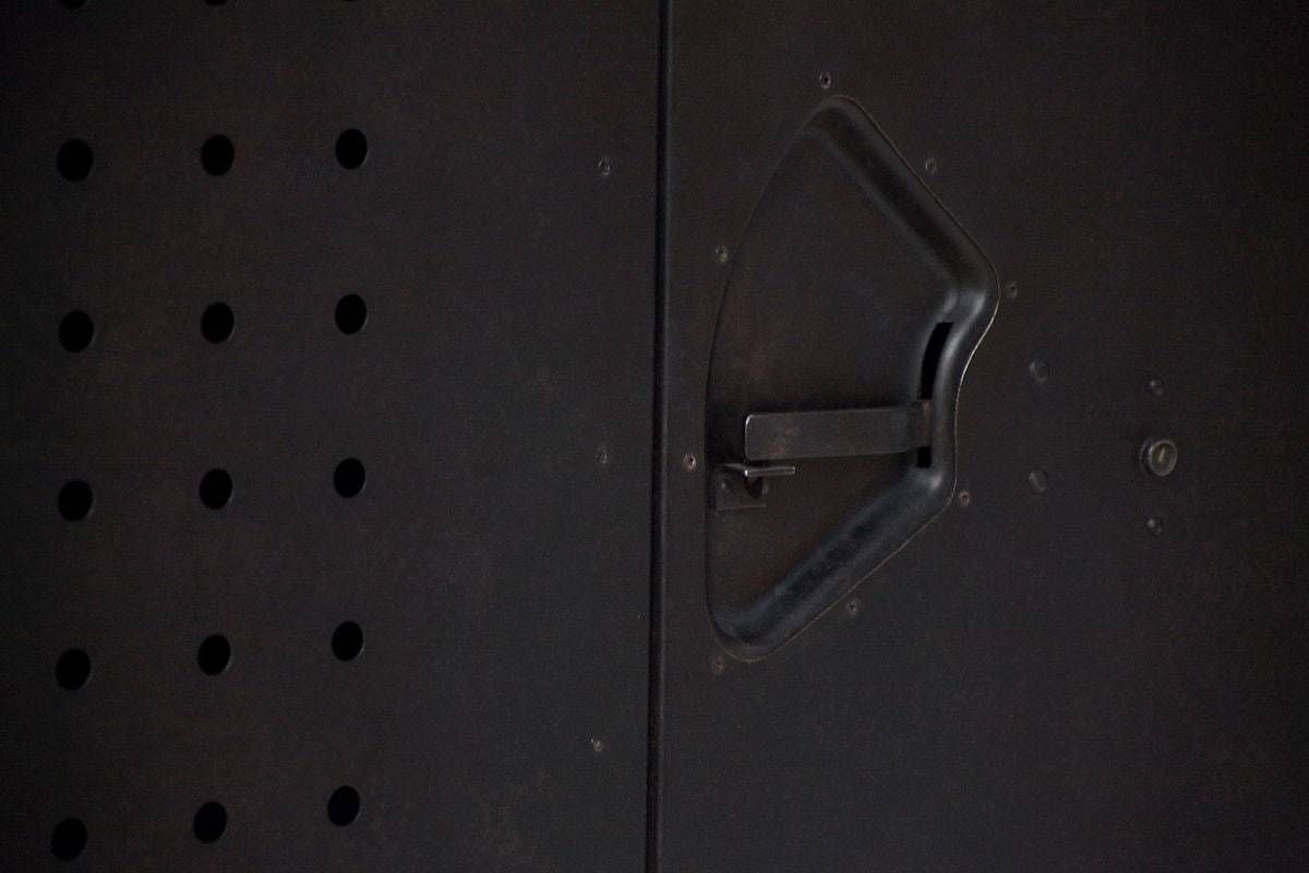 An Industrial Two Door Cabinet Marked No.195 photo for sale