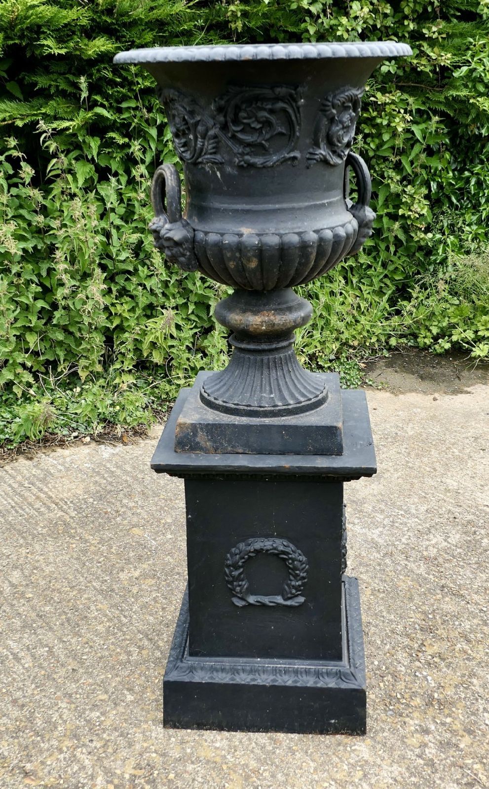 Large Cast Iron Urn, Garden Planter photo for sale