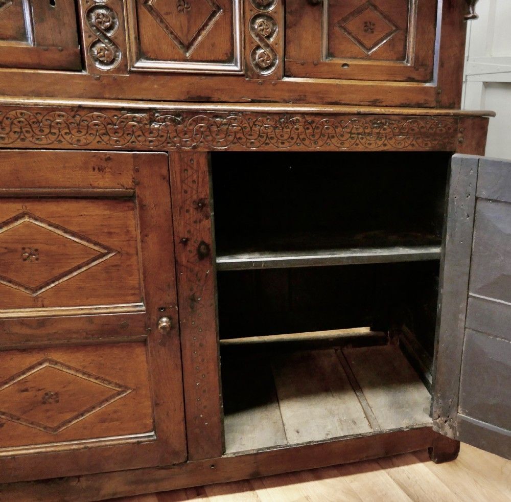 photo for sale 17th Century Carved Oak Court Cupboard, Livery Cupboard