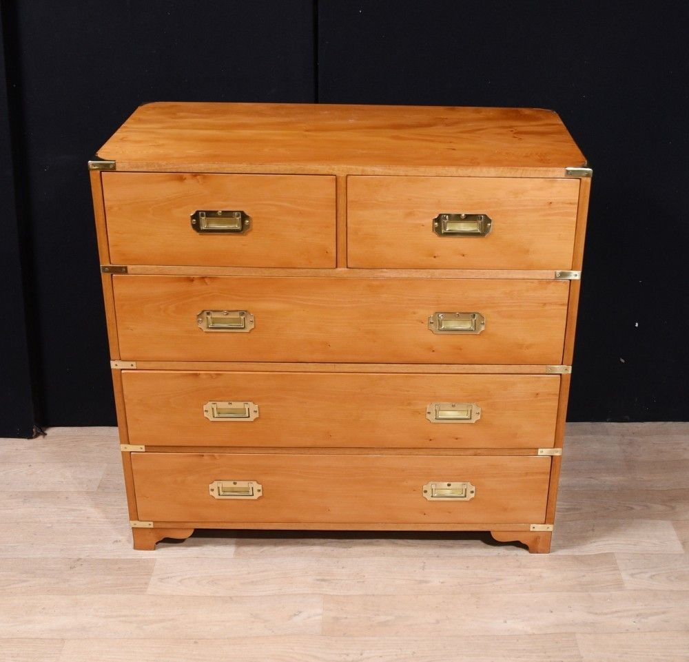 Walnut Campaign Chest Of Drawers  Colonial Commode