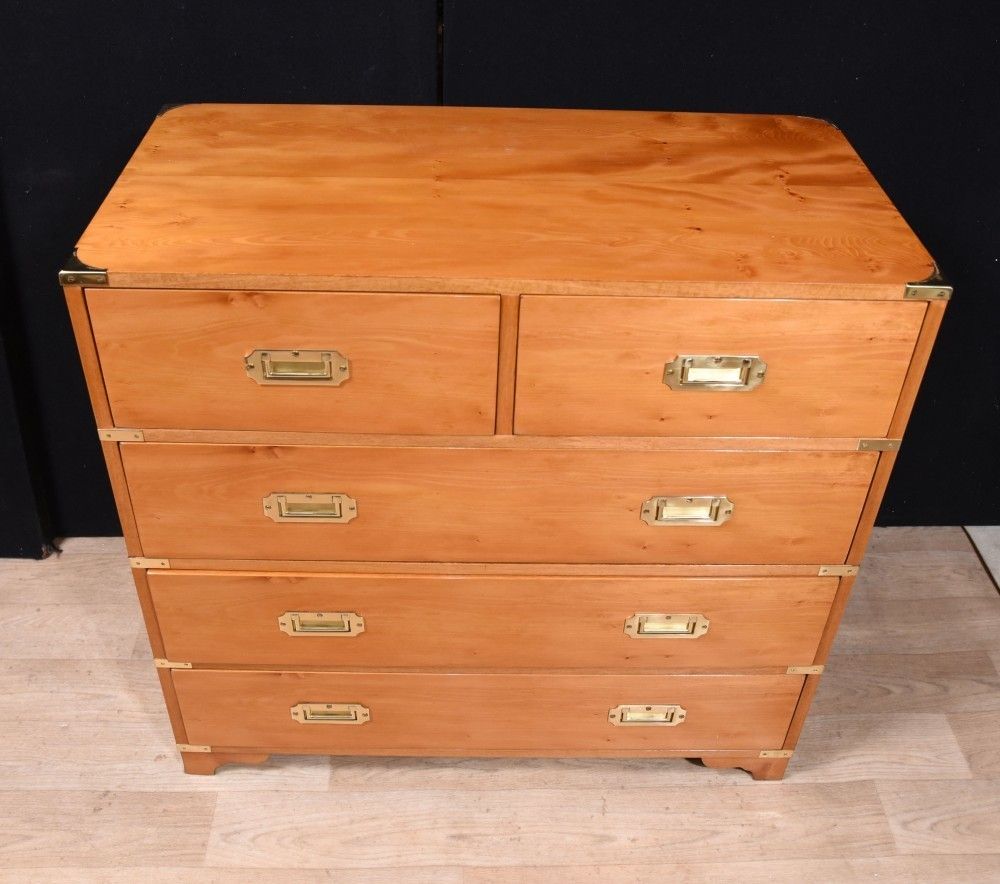 Walnut Campaign Chest Of Drawers  Colonial Commode photo for sale