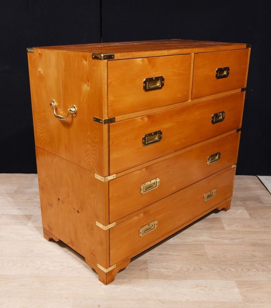 Walnut Campaign Chest Of Drawers  Colonial Commode photo 1650.0