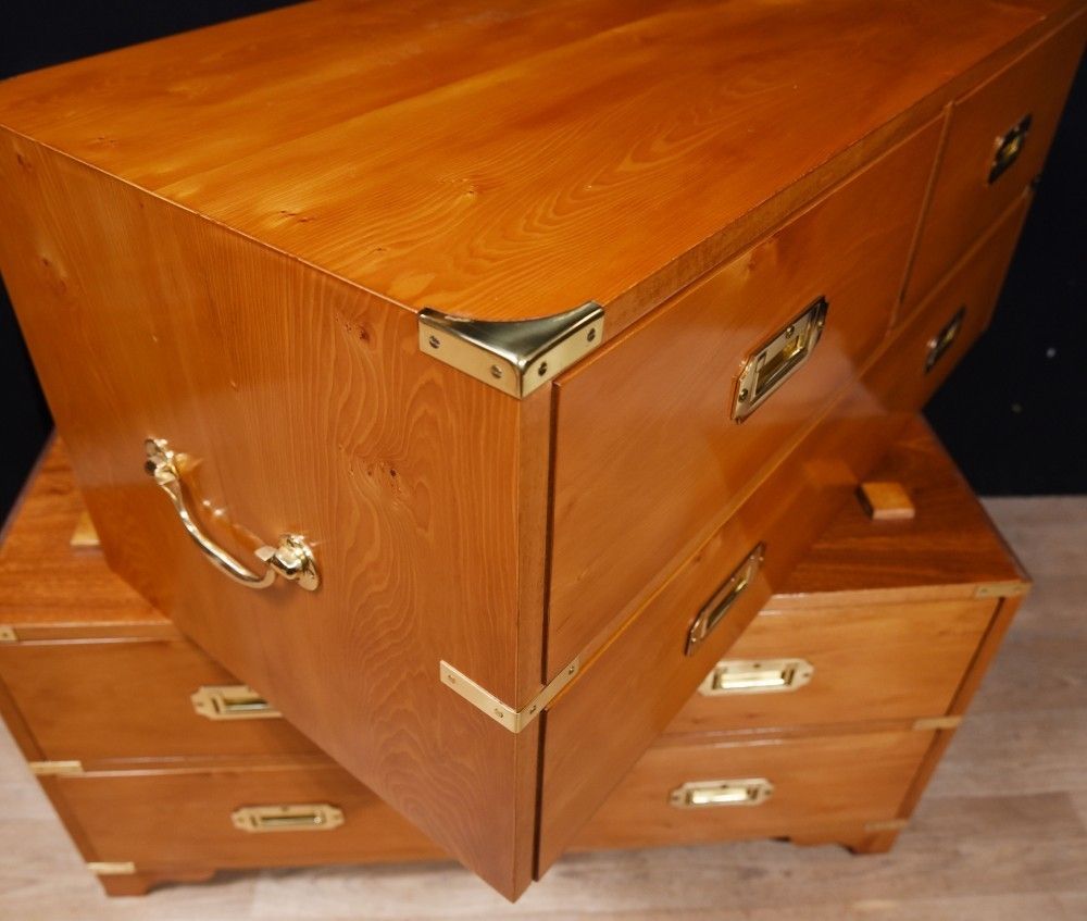 Furniture Walnut Campaign Chest Of Drawers  Colonial Commode photo