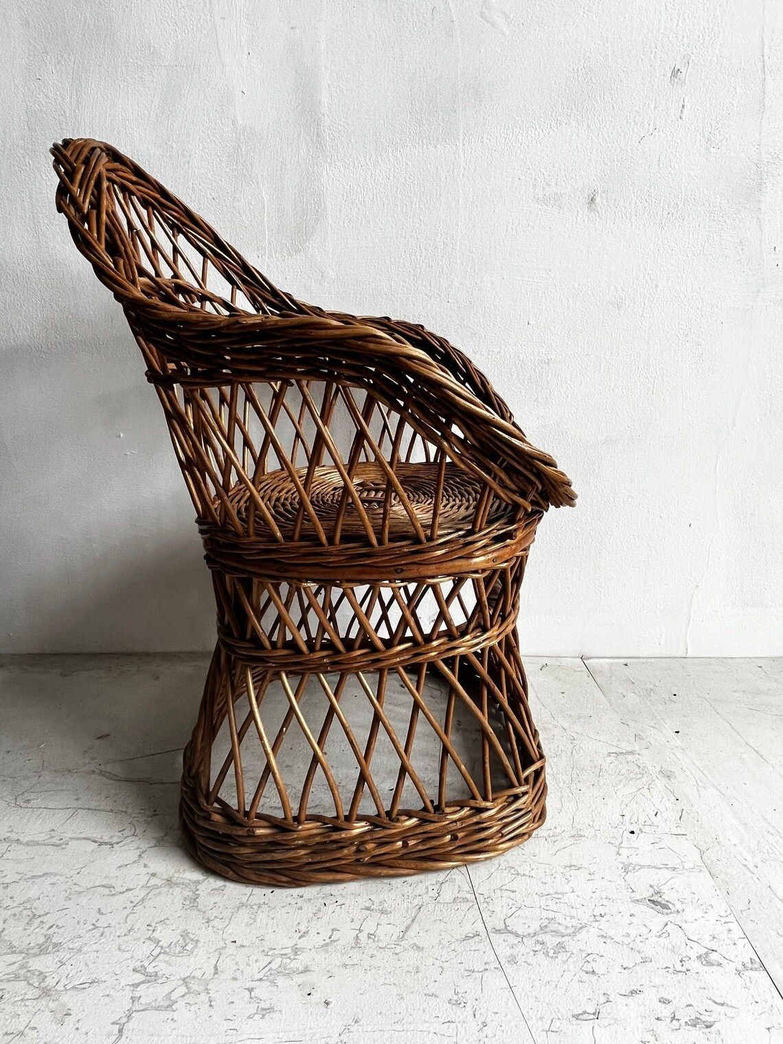 Vintage Wicker Childrens Armchair photo for sale