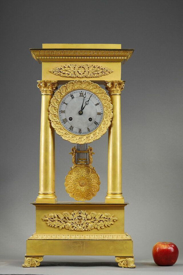 Large Gilt Bronze Portico Clock, Restoration Period photo furniture