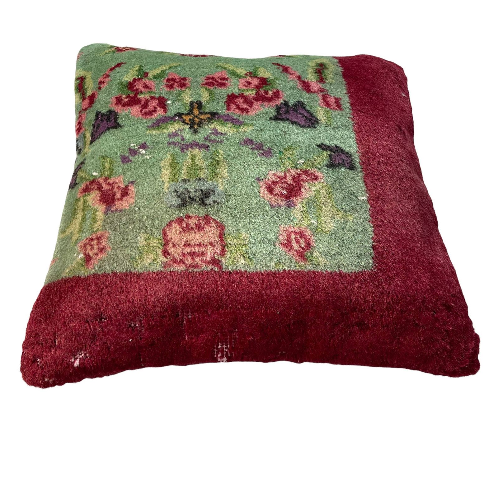 18'' X 18'' Vintage Hand Made Rug Cushion Cover, 45 X 45 Cm Decorative Rug Pillow Cover, Large Vintage Turkish Rug Cushion Cover photo Textiles