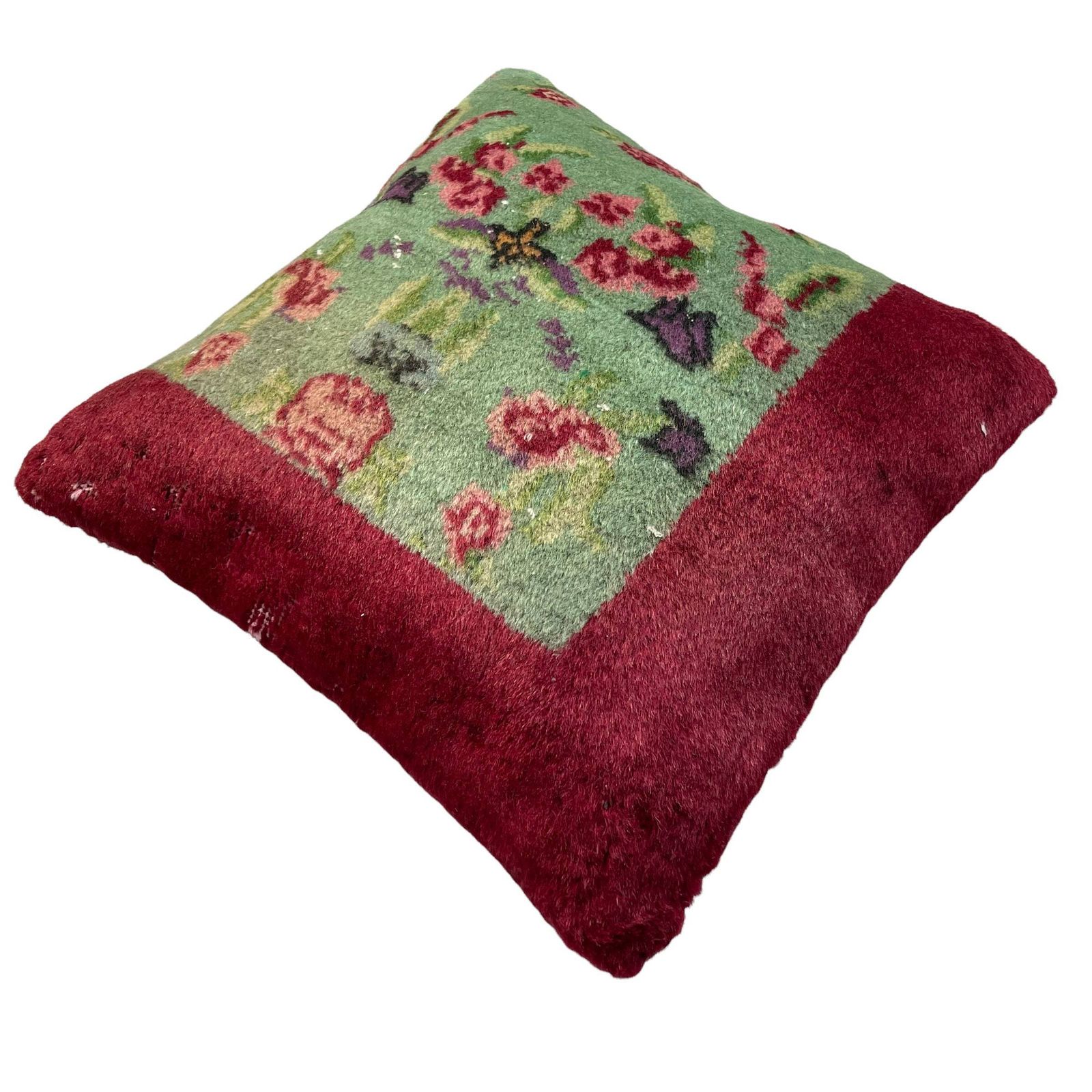 18'' X 18'' Vintage Hand Made Rug Cushion Cover, 45 X 45 Cm Decorative Rug Pillow Cover, Large Vintage Turkish Rug Cushion Cover photo buy