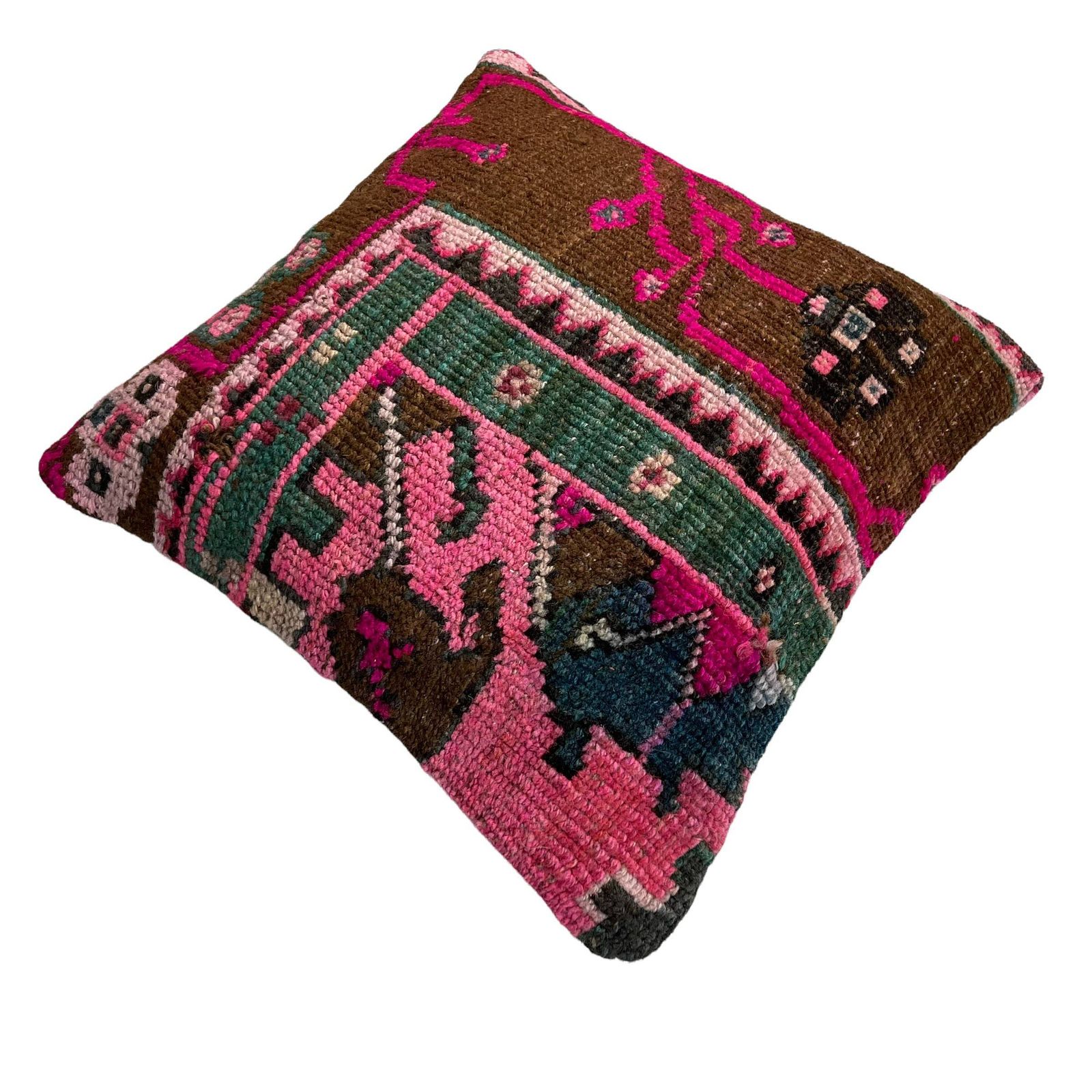 18'' X 18'' Vintage Hand Made Rug Cushion Cover, 45 X 45 Cm Decorative Rug Pillow Cover, Large Vintage Turkish Rug Cushion Cover photo buy