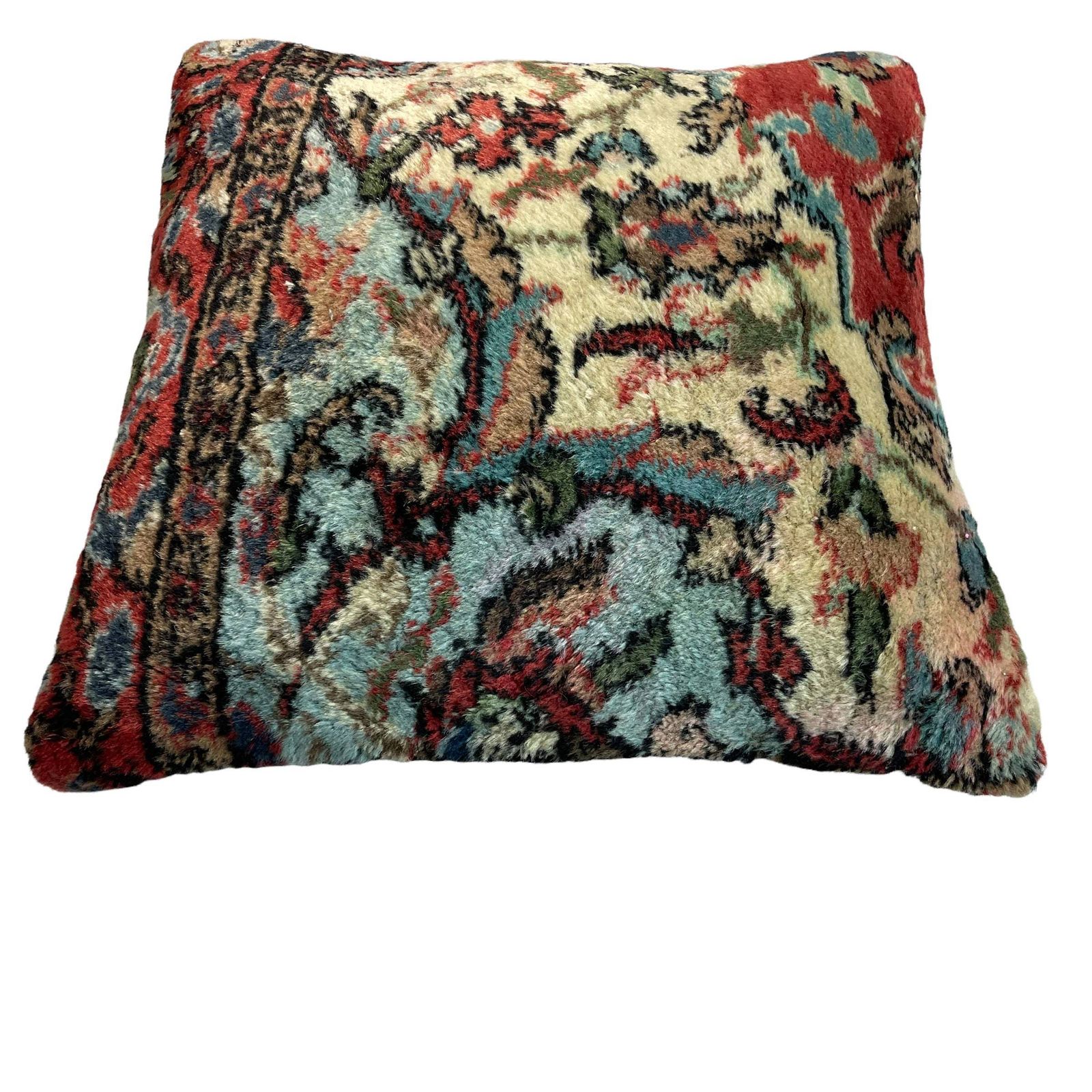 Vintage Hand Made Rug Cushion Cover, 45 X 45 Cm Decorative Rug Pillow Cover, Large Vintage Turkish Rug Cushion Cover photo Textiles