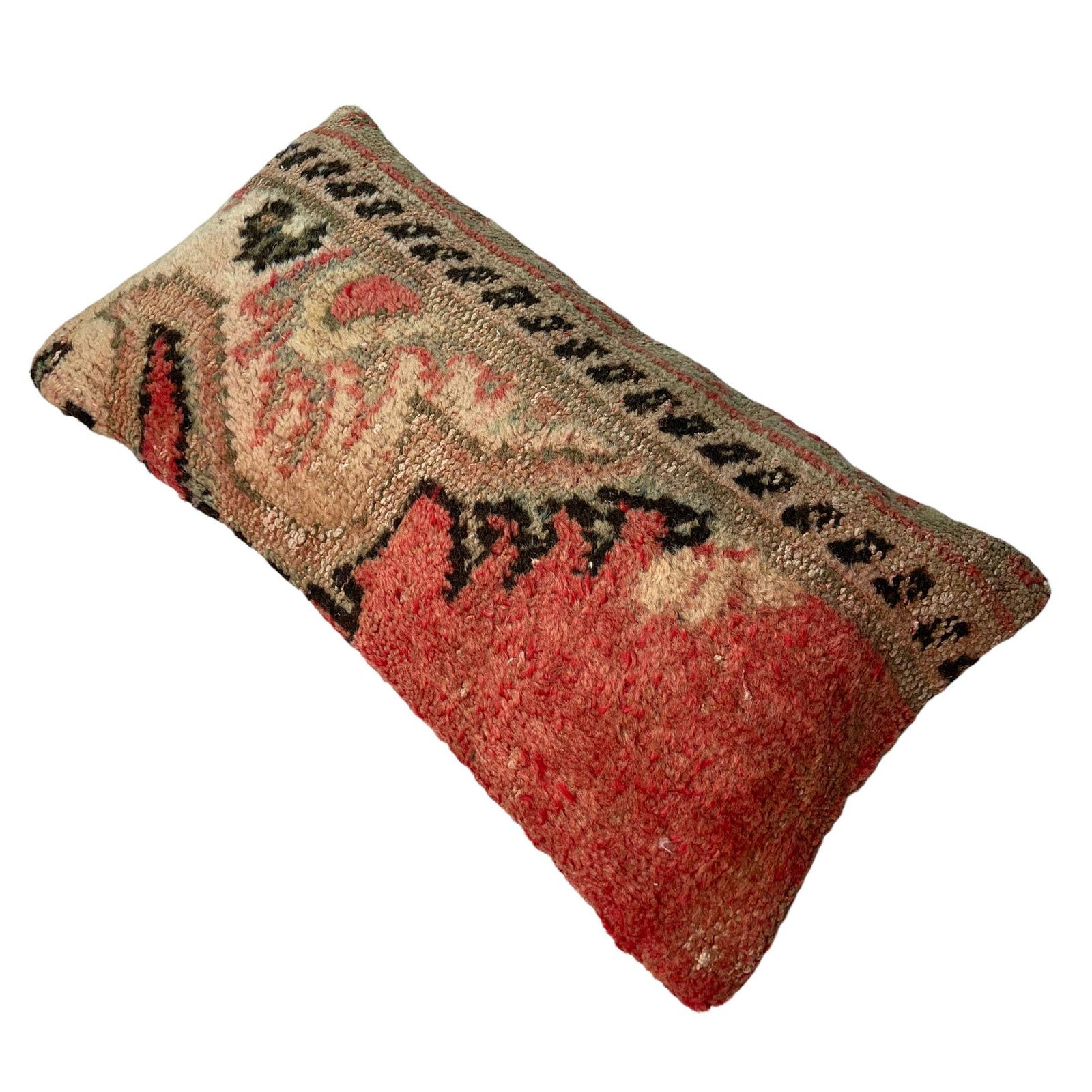 12'' X 24'' Vintage Hand Made Rug Cushion Cover, 30 X 60 Cm Decorative Rug Pillow Cover, Large Vintage Turkish Rug Cushion Cover photo for sale