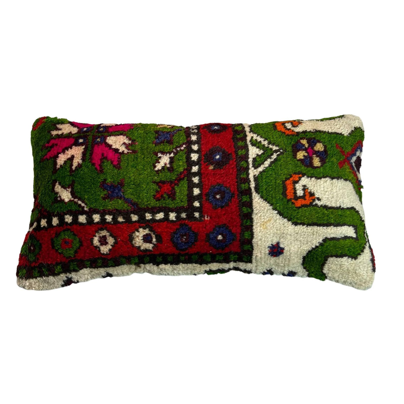 Vintage Hand Made Rug Cushion Cover, 30 X 60 Cm Decorative Rug Pillow Cover, Large Vintage Turkish Rug Cushion Cover photo vinterior