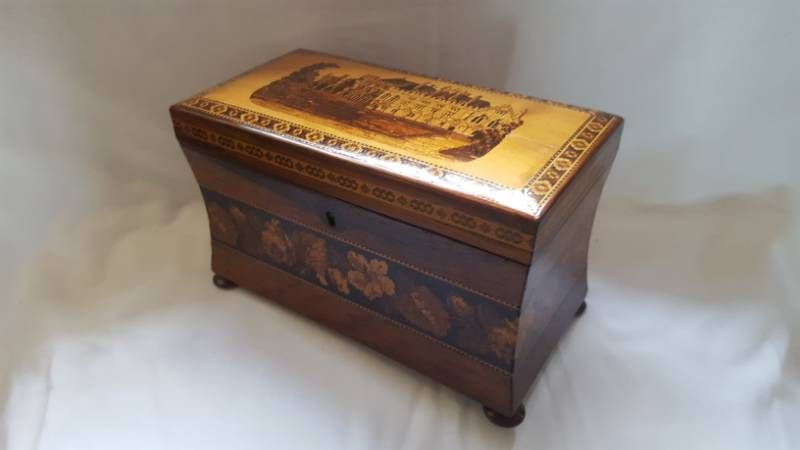 Battle Abbey Cloisters East Sussex Tunbridge Ware Tea Caddy photo vinterior