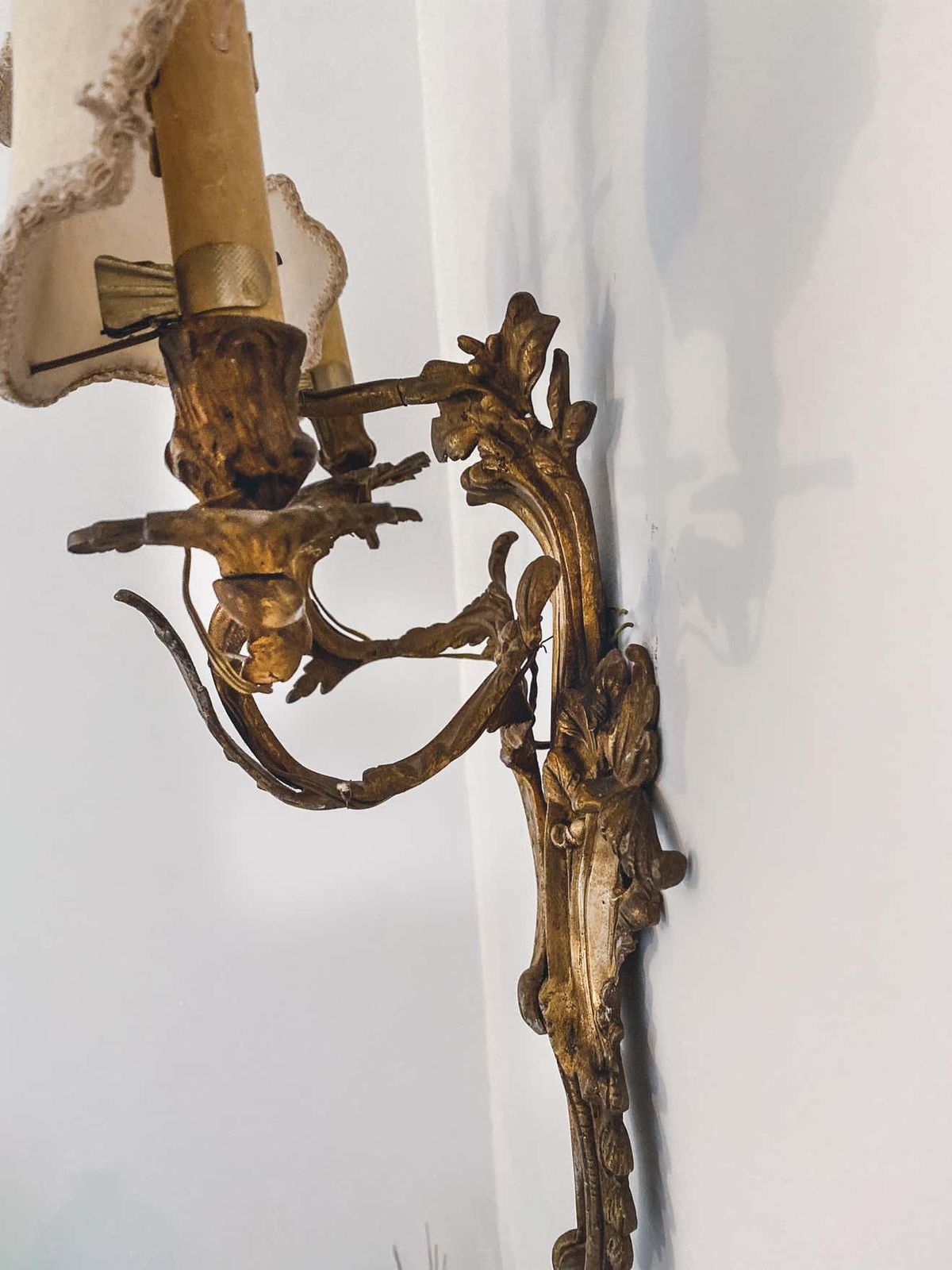 19th Century Pair Louis XV Style Gilt Bronze Appliques Or Wall Lights photo 1414.8