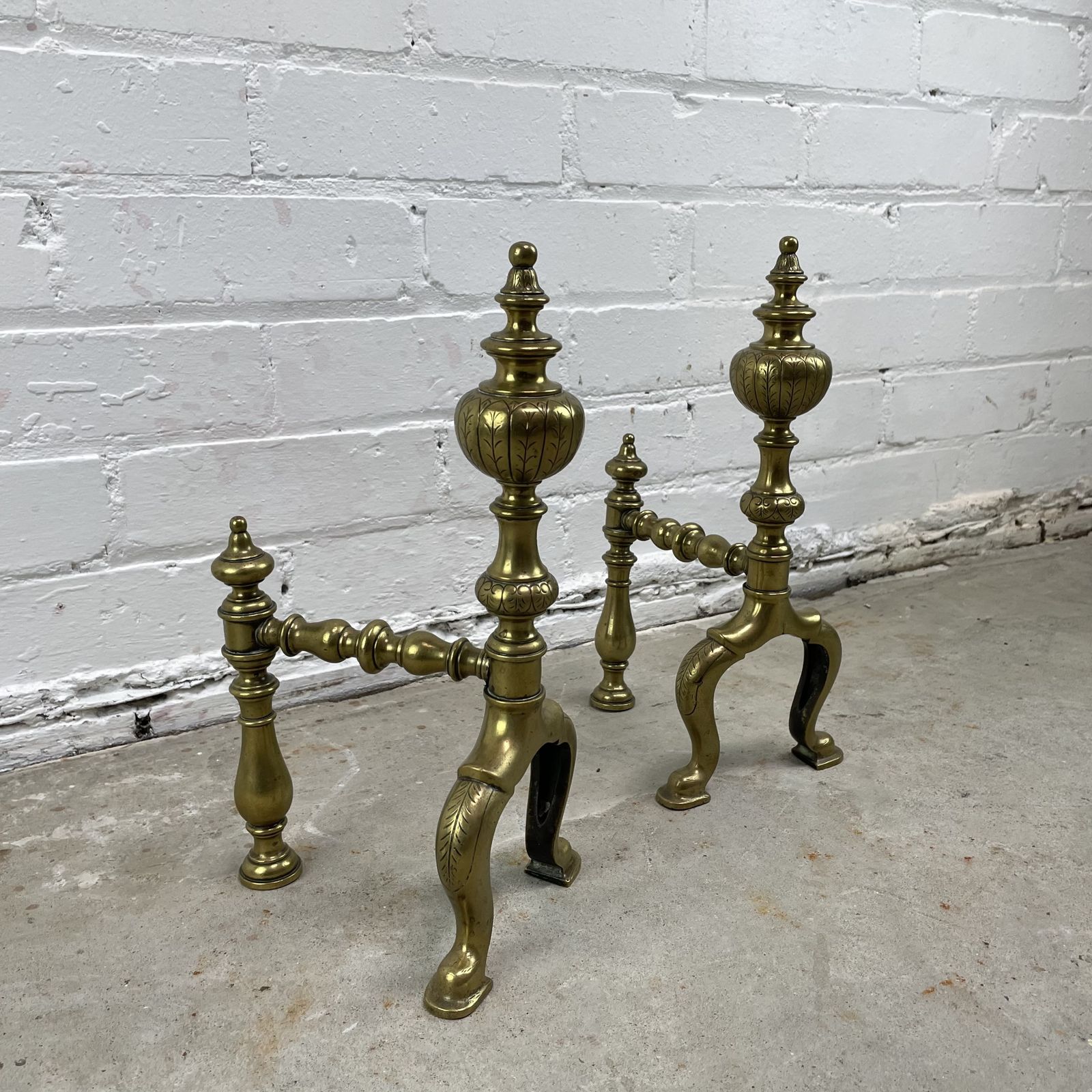 Pair Of Victorian Brass Fire Dogs photo furniture