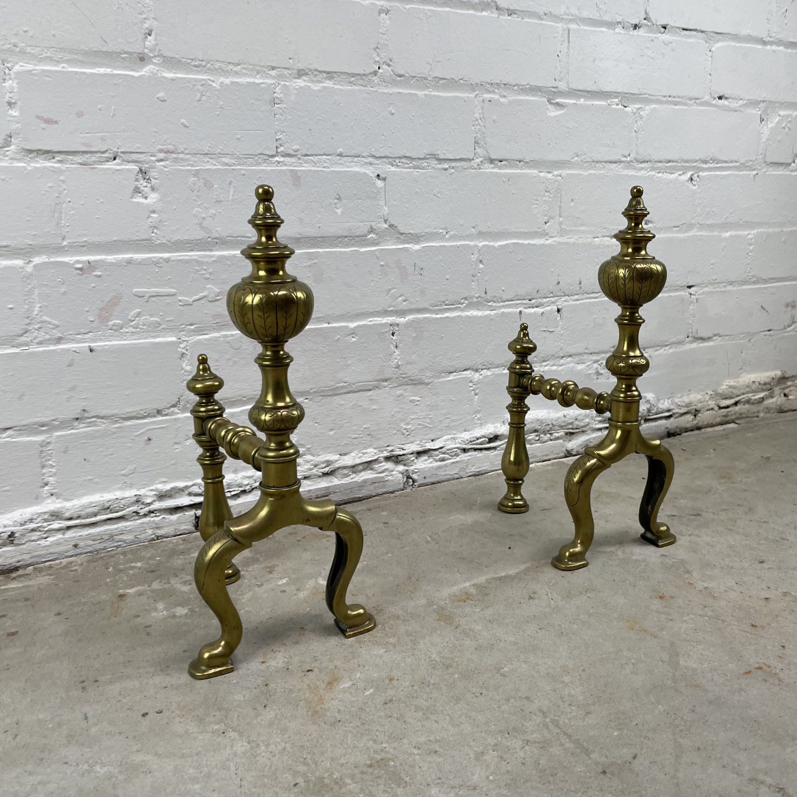Pair Of Victorian Brass Fire Dogs photo for sale