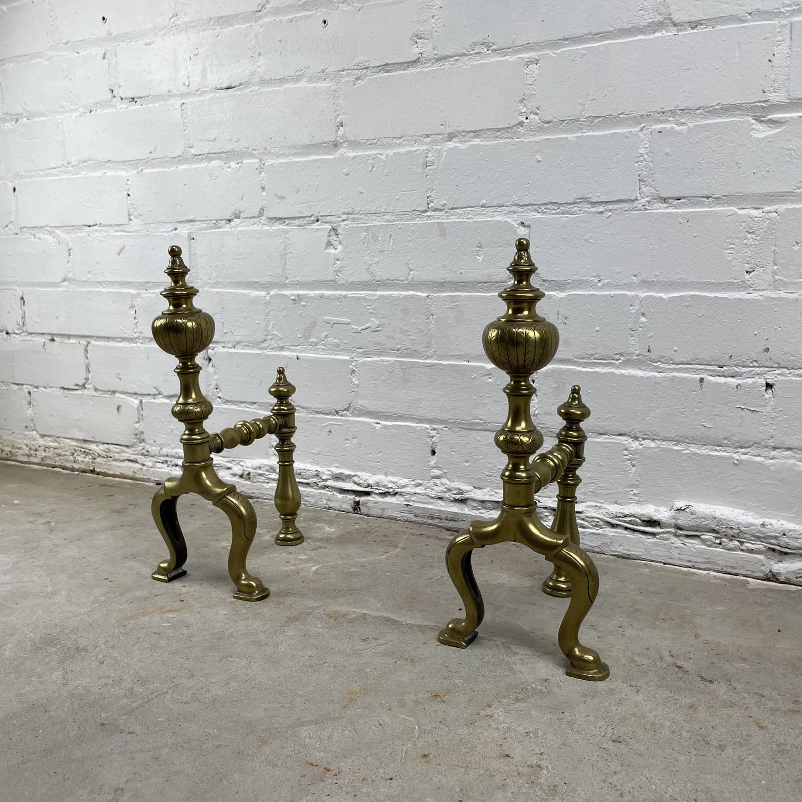 Pair Of Victorian Brass Fire Dogs photo Home Fixtures