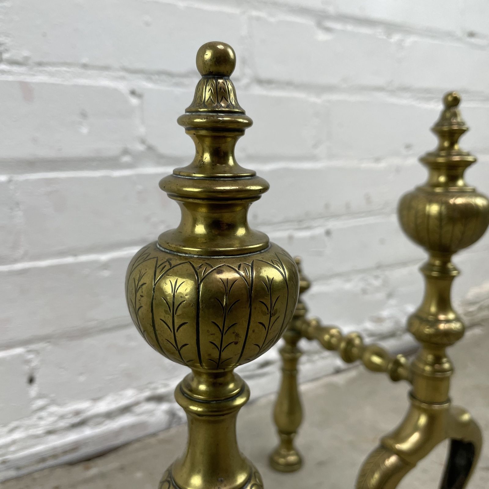 Pair Of Victorian Brass Fire Dogs photo vinterior