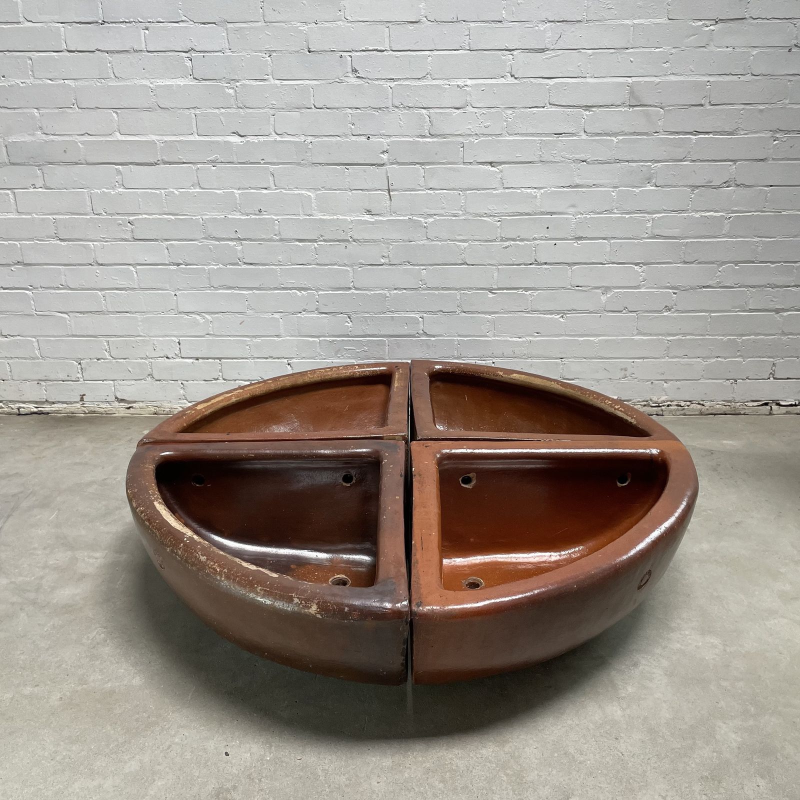 photo furniture Set Of 4 Reclaimed Quarter Round Salt Glazed Corner Troughs