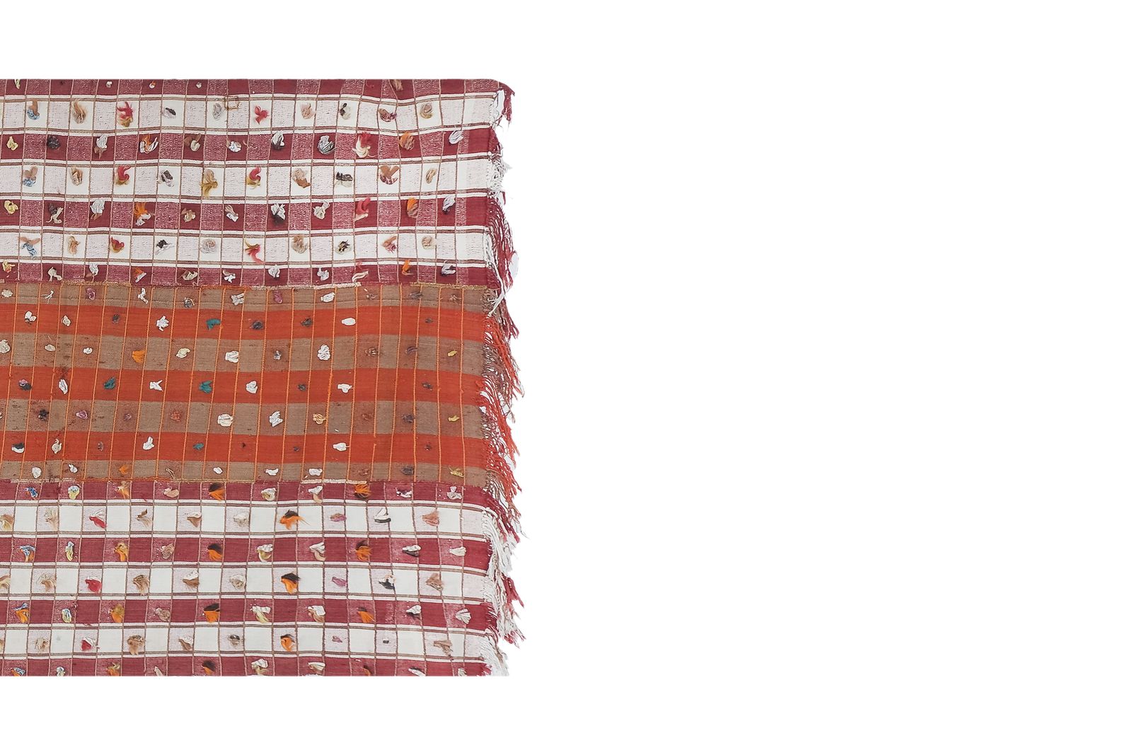 Vintage Striped Red Shaggy Tulu Rug photo vinterior