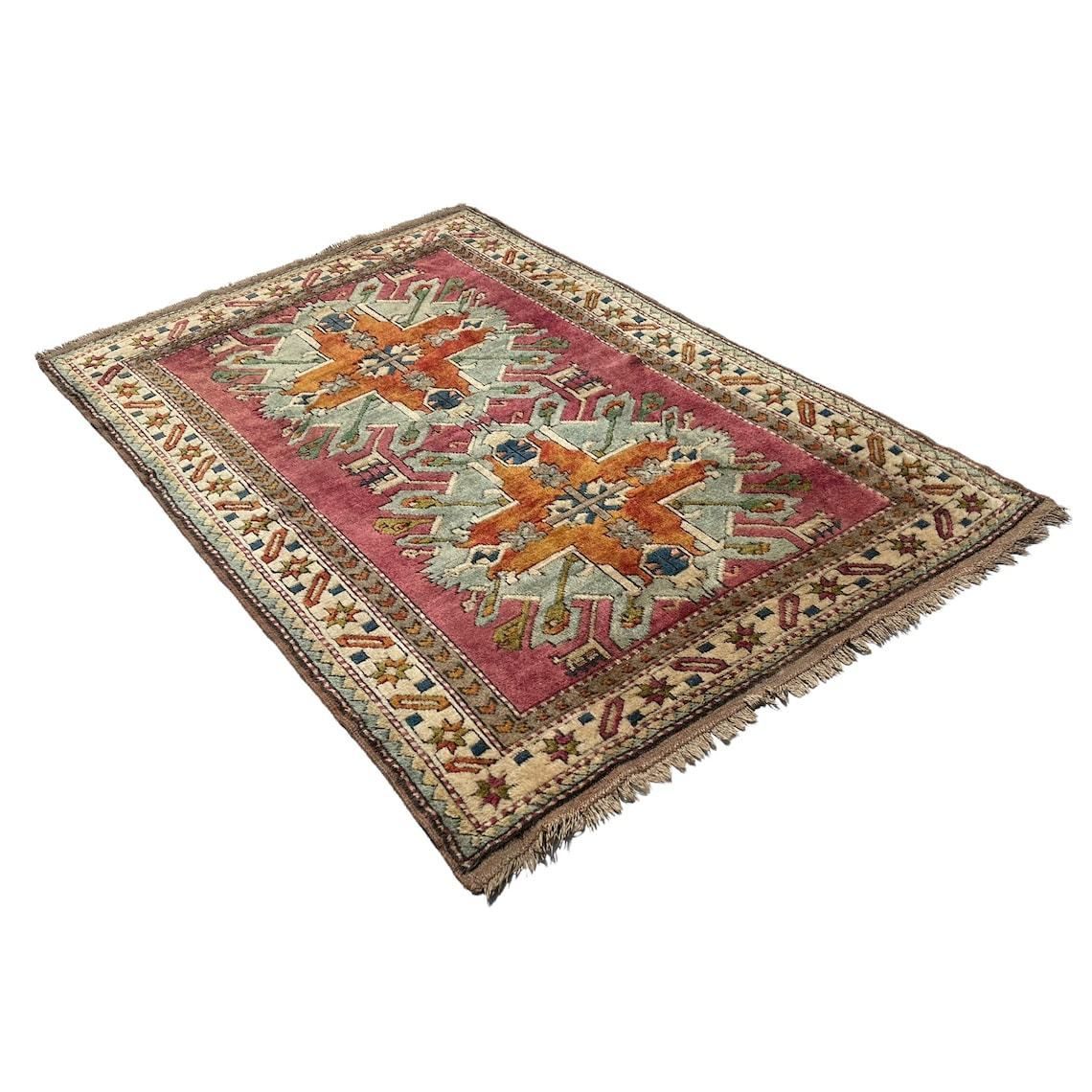 photo furniture Vintage Turkish Kars Kazak Rug ,Fine Hand Knotted  Kars Kazak Carpet 204 X 134 Cm