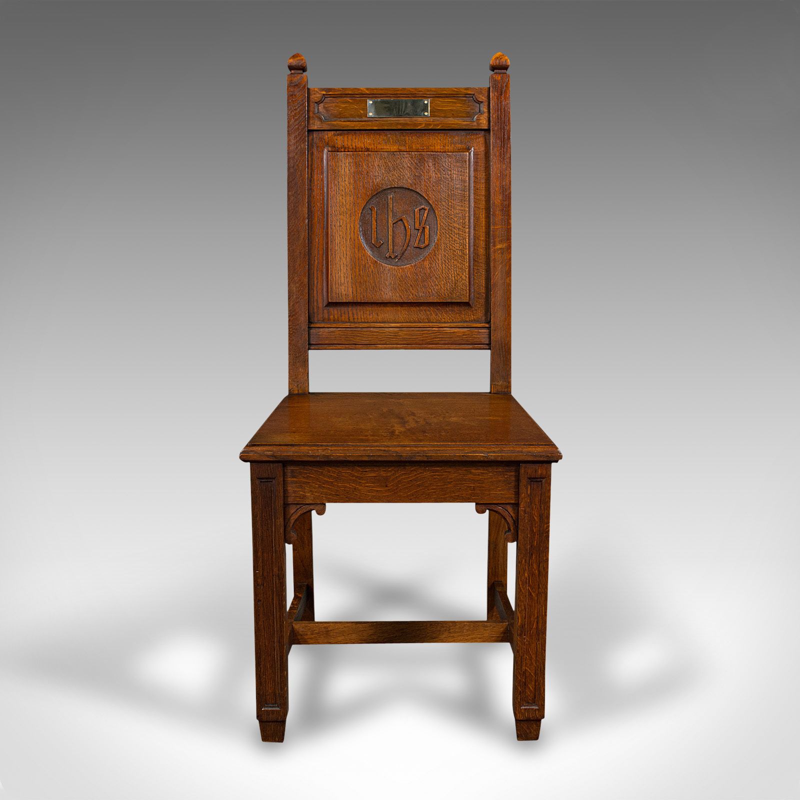 Pair Of Antique Hall Chairs, English Oak, Dining Seat, Ecclesiastical photo furniture