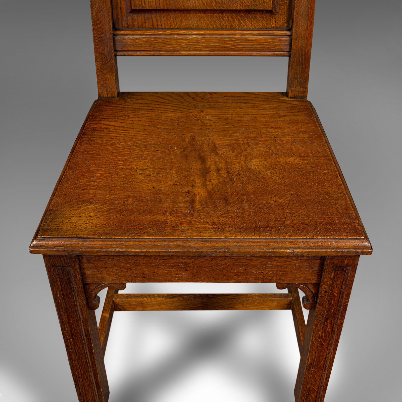 Pair Of Antique Hall Chairs, English Oak, Dining Seat, Ecclesiastical photo buy