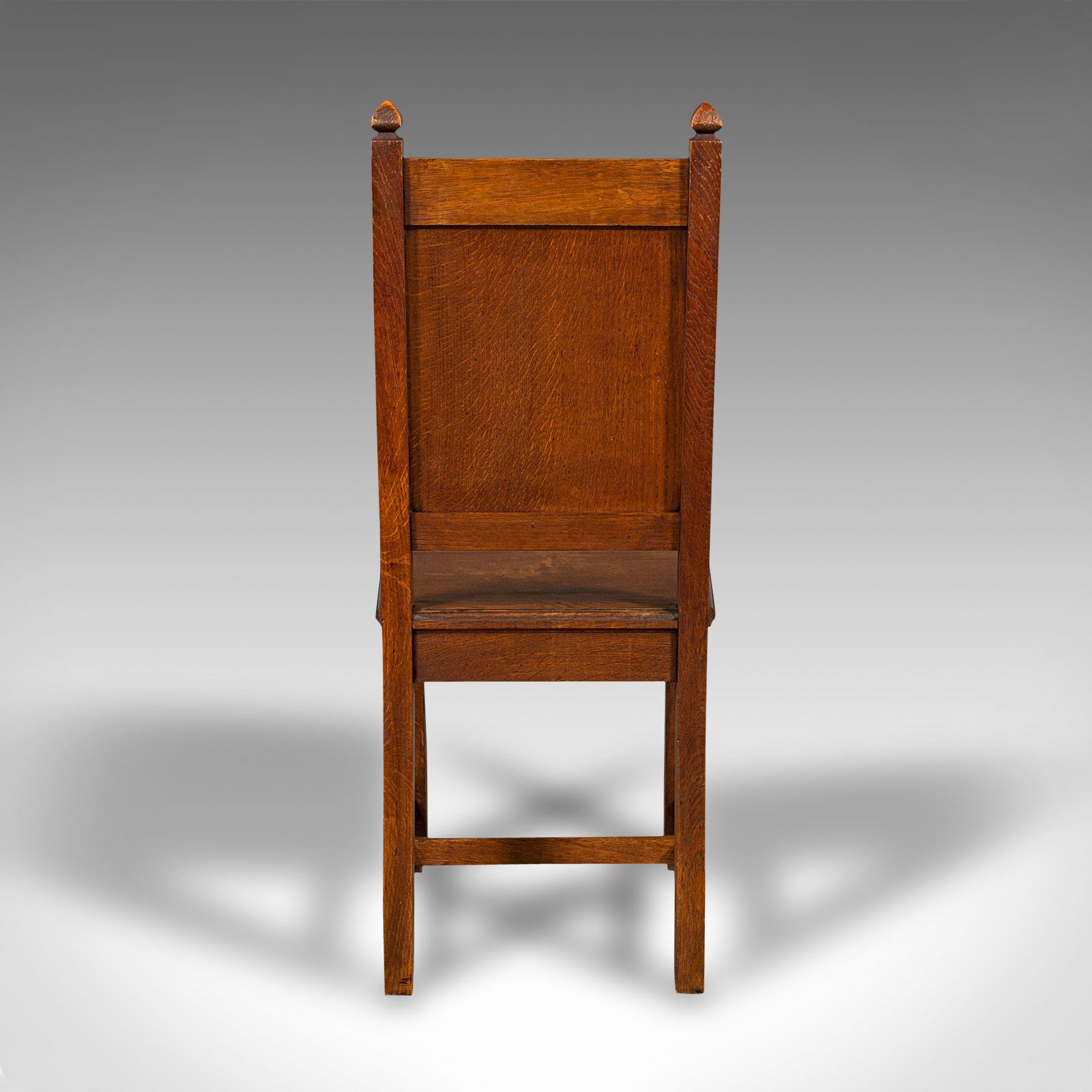 Pair Of Antique Hall Chairs, English Oak, Dining Seat, Ecclesiastical photo vintage
