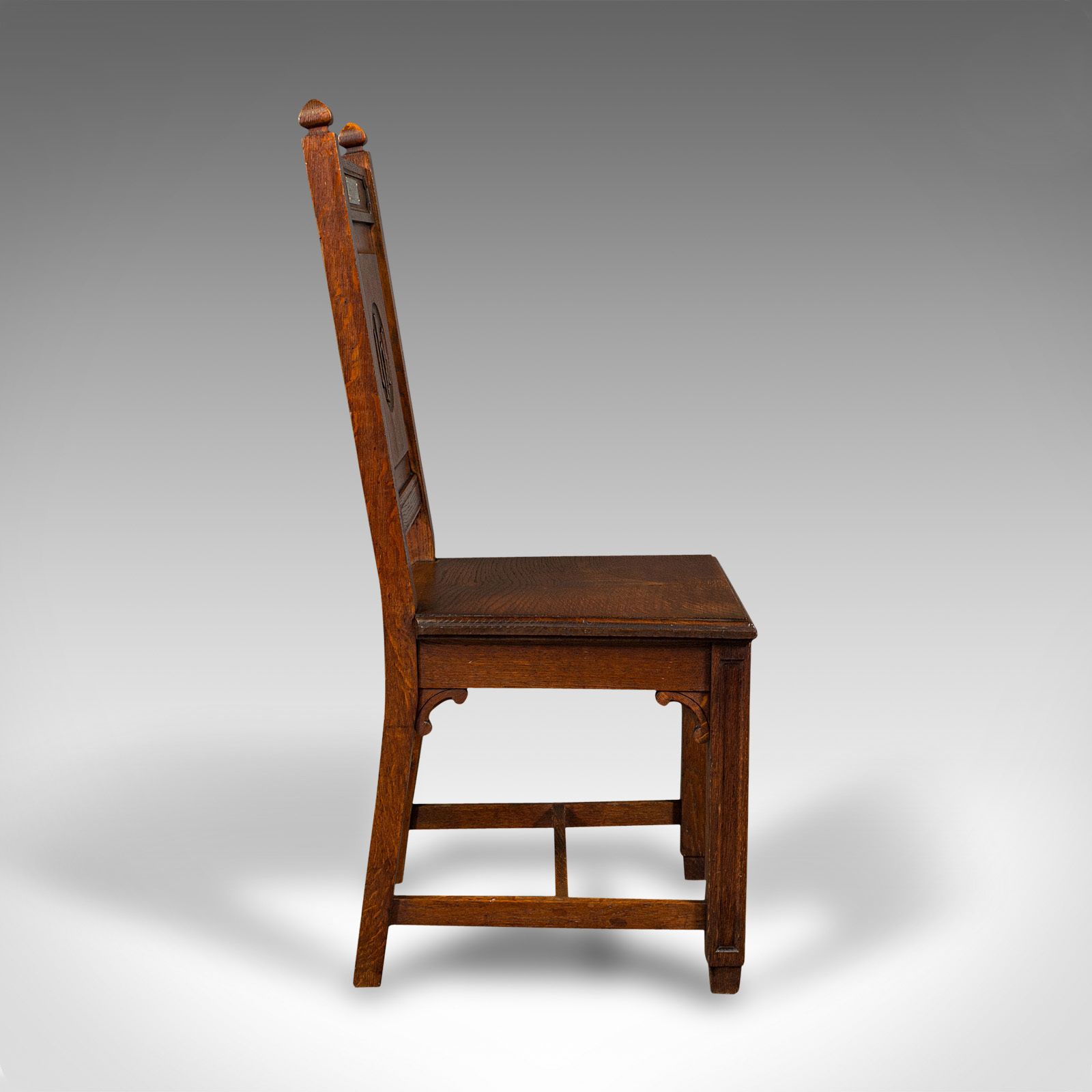 945.0 Pair Of Antique Hall Chairs, English Oak, Dining Seat, Ecclesiastical photo