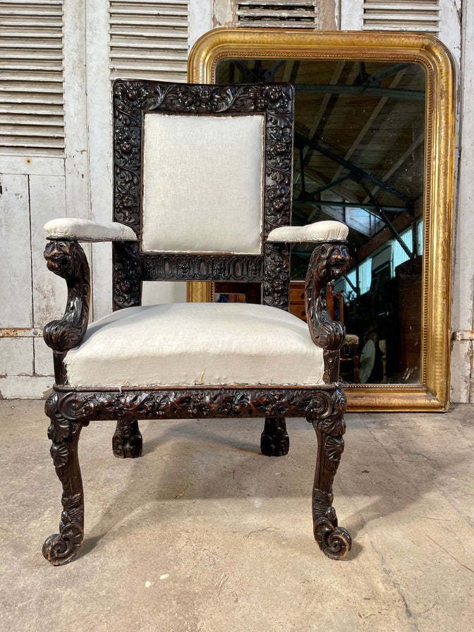Antique Dutch Carved Hallway/Side Elbow Chairs Circa 1800 photo vinterior