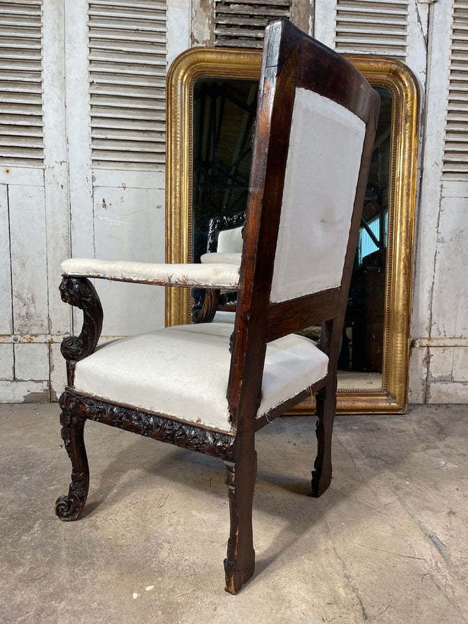 Antique Dutch Carved Hallway/Side Elbow Chairs Circa 1800 photo vintage