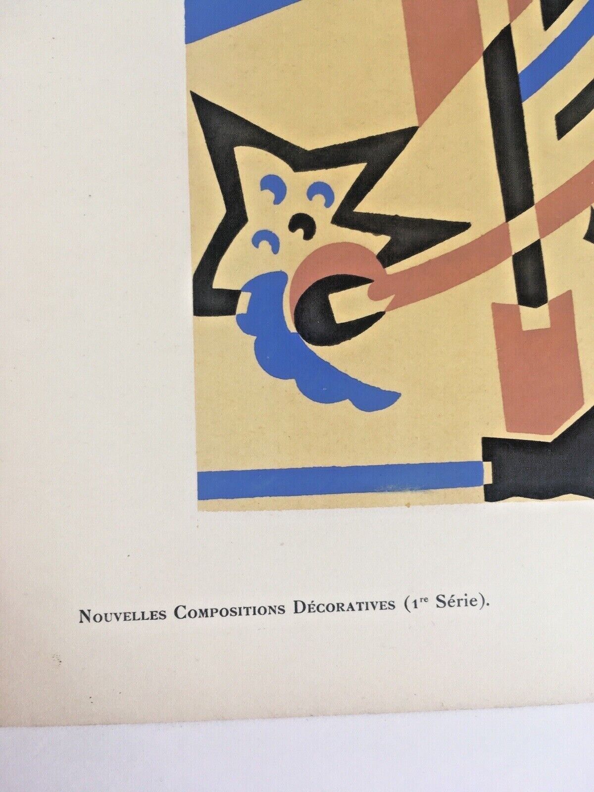 C1925 Serge Gladky Nouvelles Compositions Decoratives 1re Serie Pochoir Print 1st Series Stencil Plate Print photo for sale