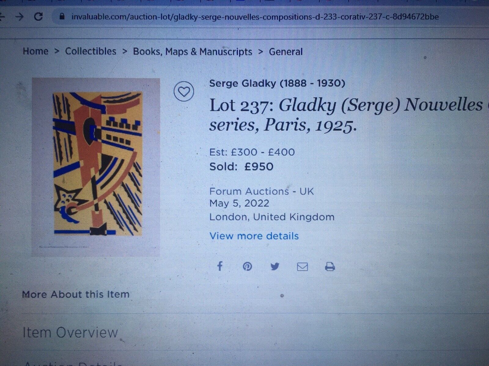 830.0 C1925 Serge Gladky Nouvelles Compositions Decoratives 1re Serie Pochoir Print 1st Series Stencil Plate Print photo