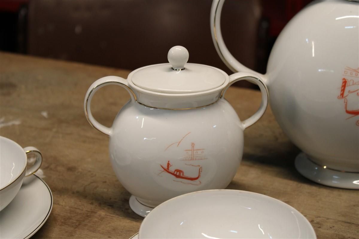 Italian Tea Service Guido Andlovitz Italy 1940s With Venice And Gondolas Laveno photo 1577.0
