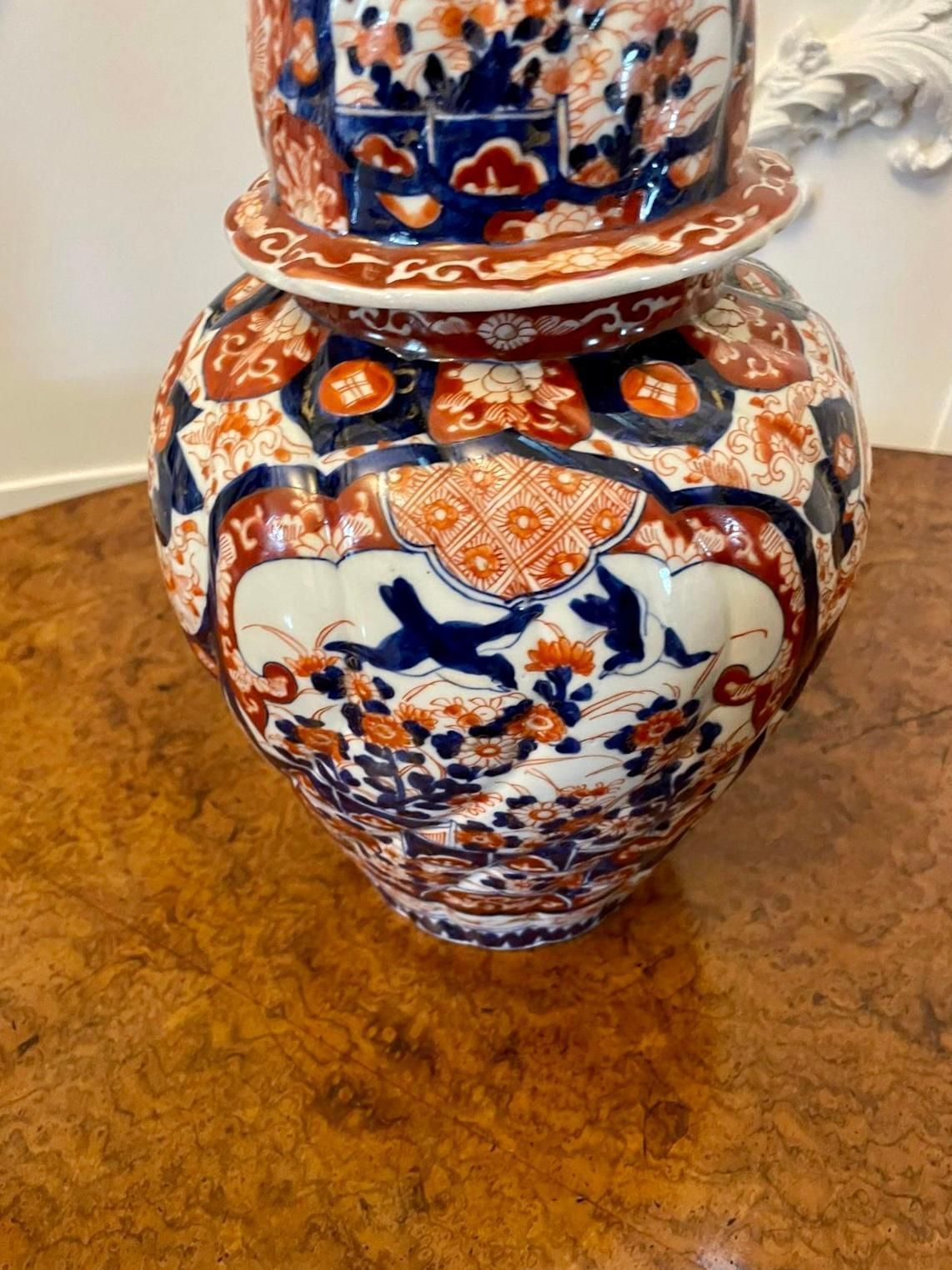 photo buy Fine Quality Pair Of Antique Japanese Imari Lidded Vases