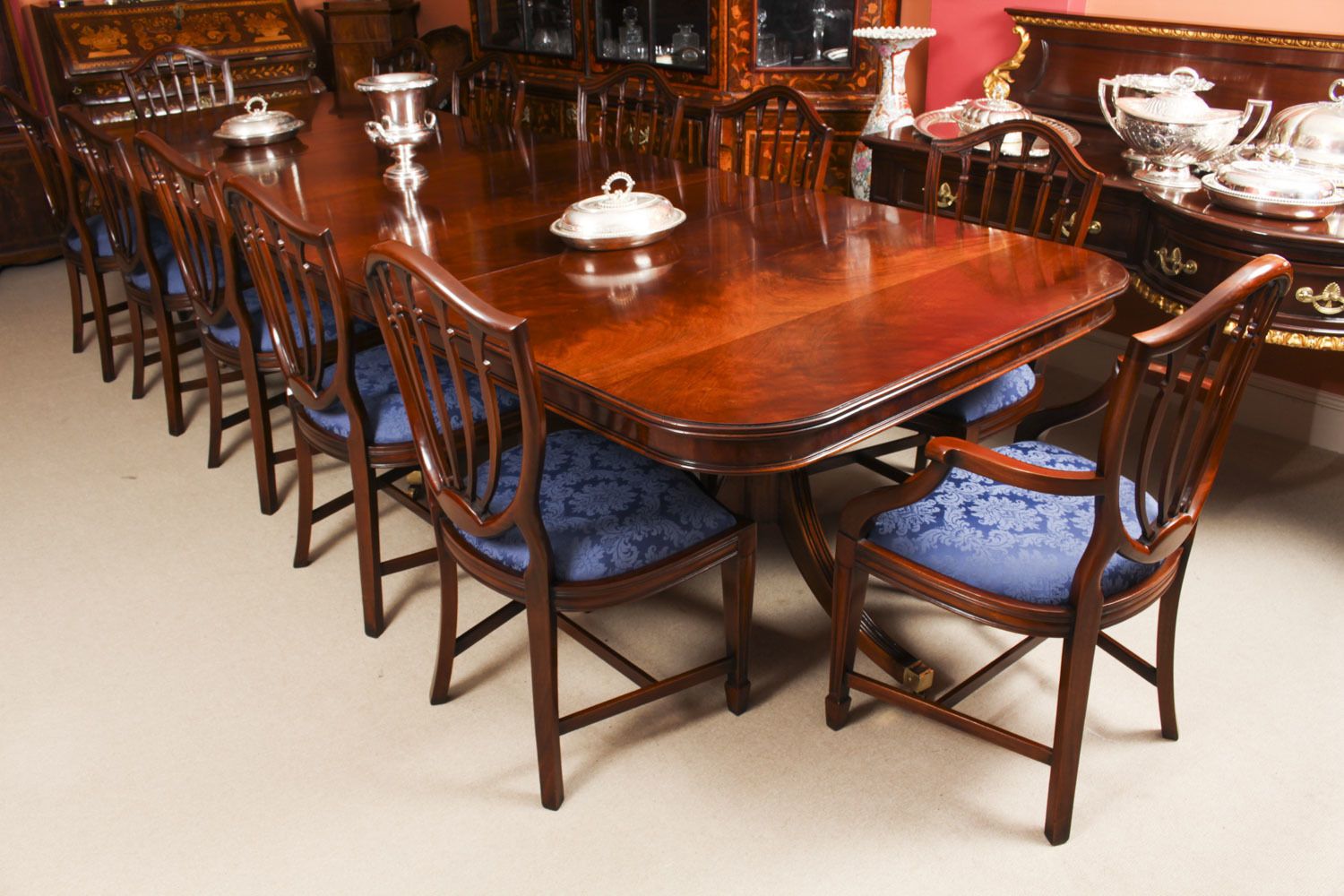 Bespoke 12ft Regency Revival Dining Table Inlaid Flame Mahogany photo 6500.0