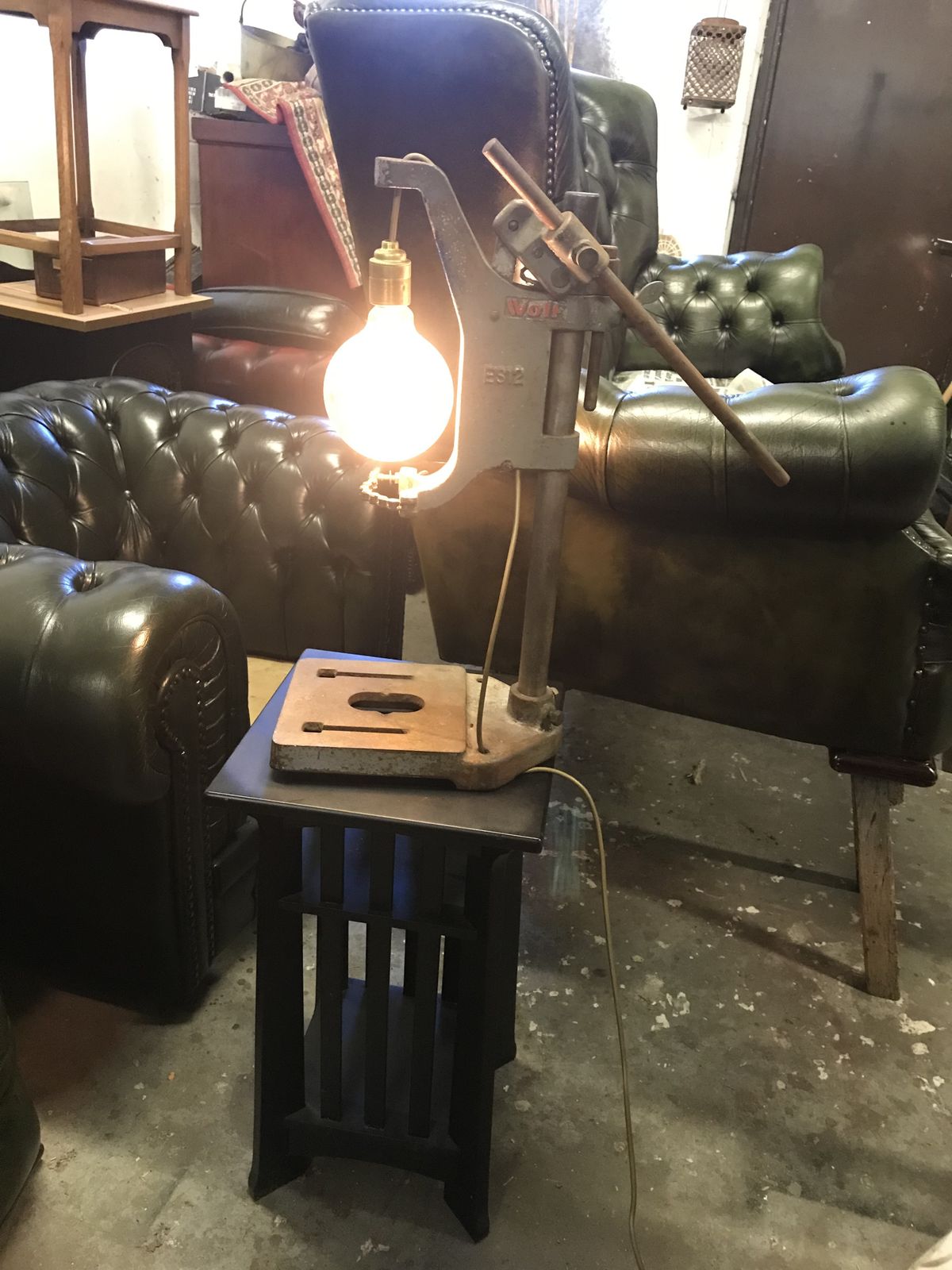 Upcycled De Wolf  Drill Press Quirky Table Lamp photo furniture