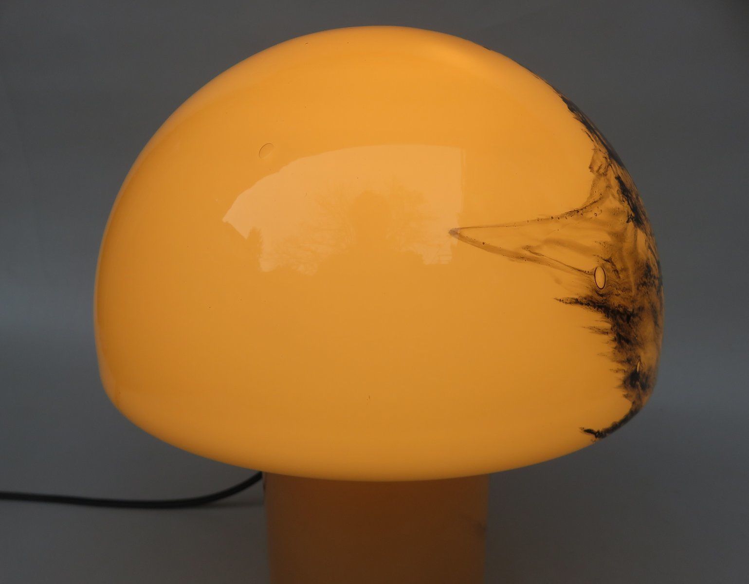 Lighting Small Black Orange Mushroom Luminaire Table Lamp From Peill And Putzler, 1970s photo
