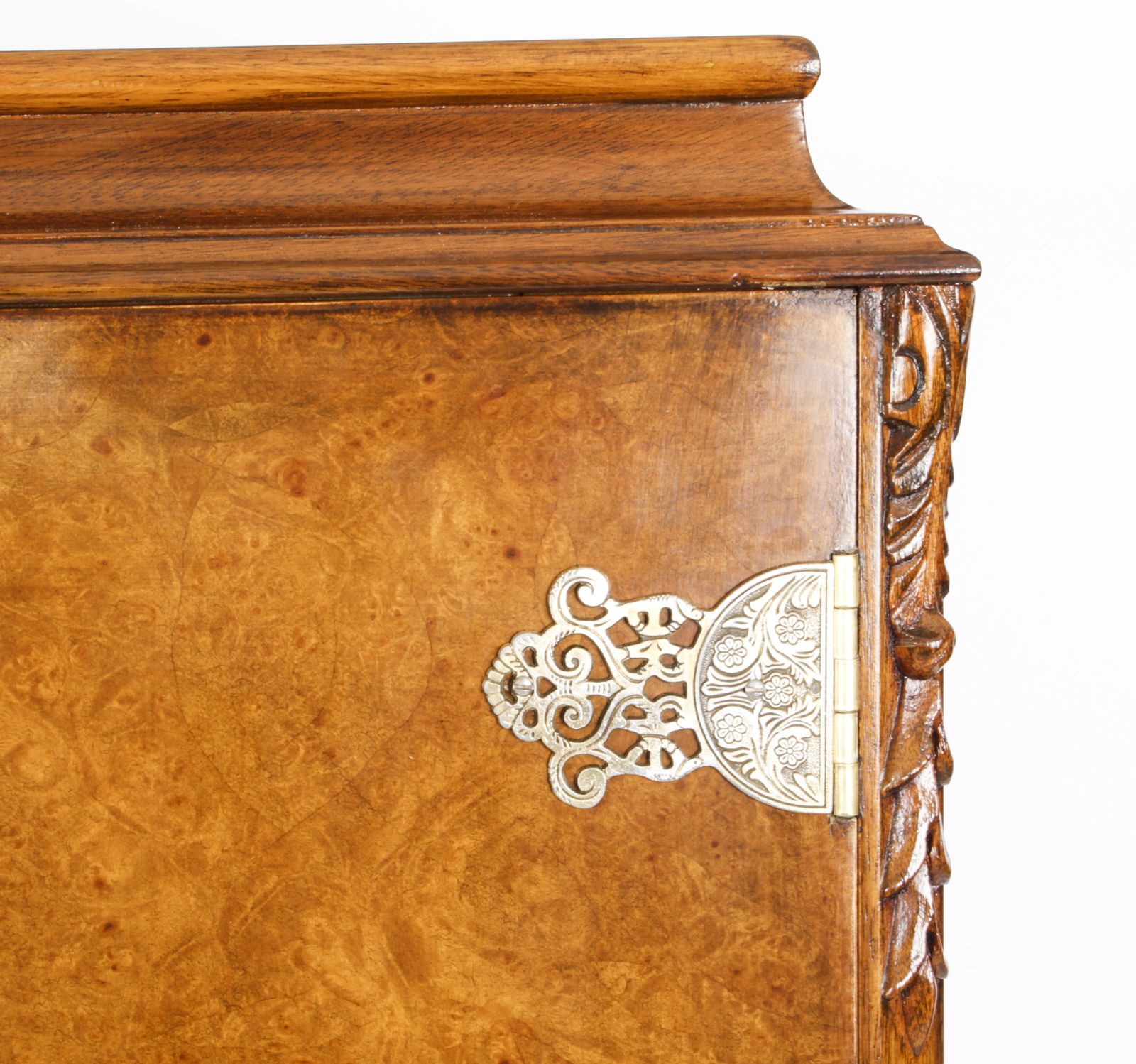 photo for sale Vintage Burr Walnut Cocktail Cabinet Drinks Dry Bar Mid 20th C