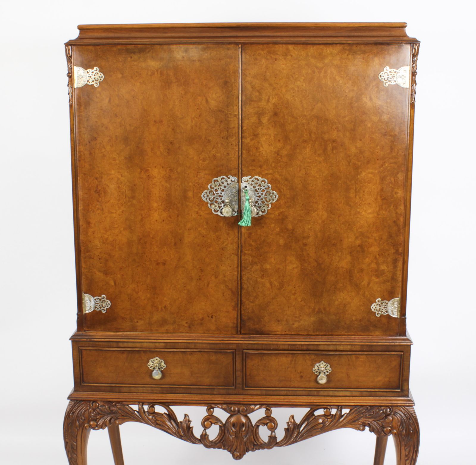 2250.0 Vintage Burr Walnut Cocktail Cabinet Drinks Dry Bar Mid 20th C photo