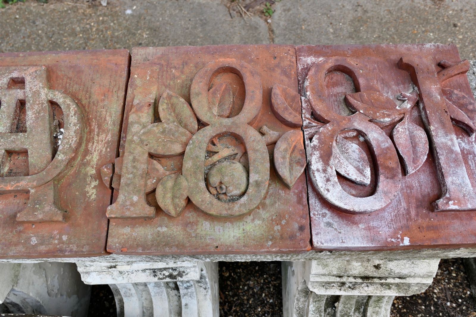 3 Hand Made Terracotta Foundation Stones Ad1881 photo for sale