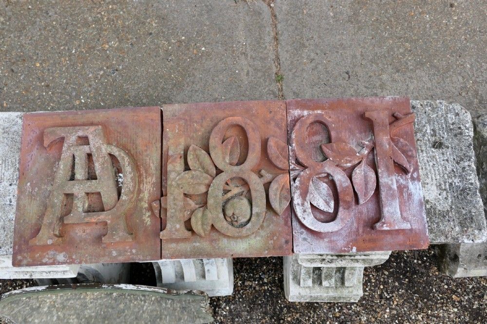 3 Hand Made Terracotta Foundation Stones Ad1881 photo 1080.0