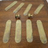 A Set Of 19th Century Arts And Crafts Brass Door Finger Plates And Knobs photo 450.0