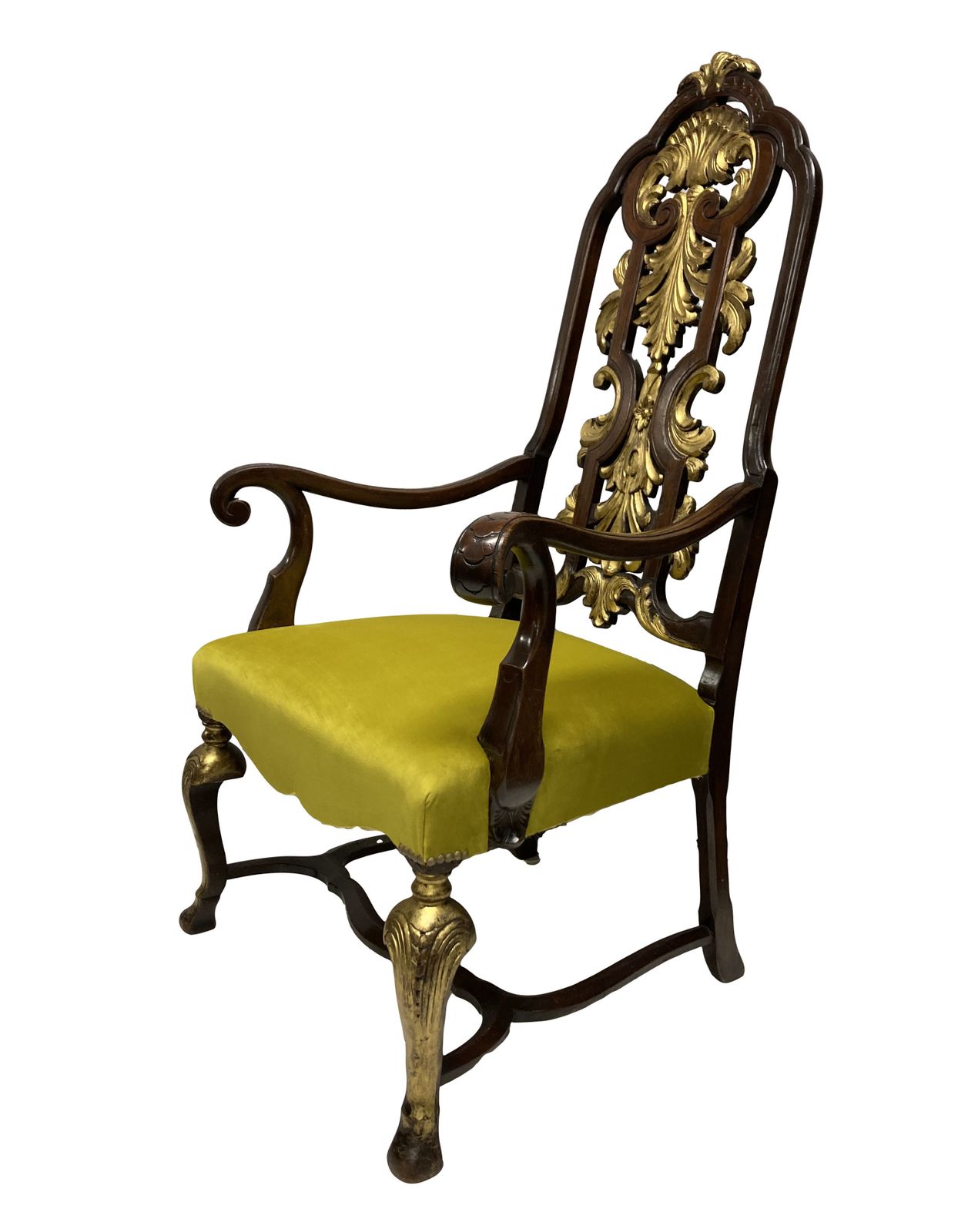 A Queen Anne Style Parcel Gilt Armchair photo furniture