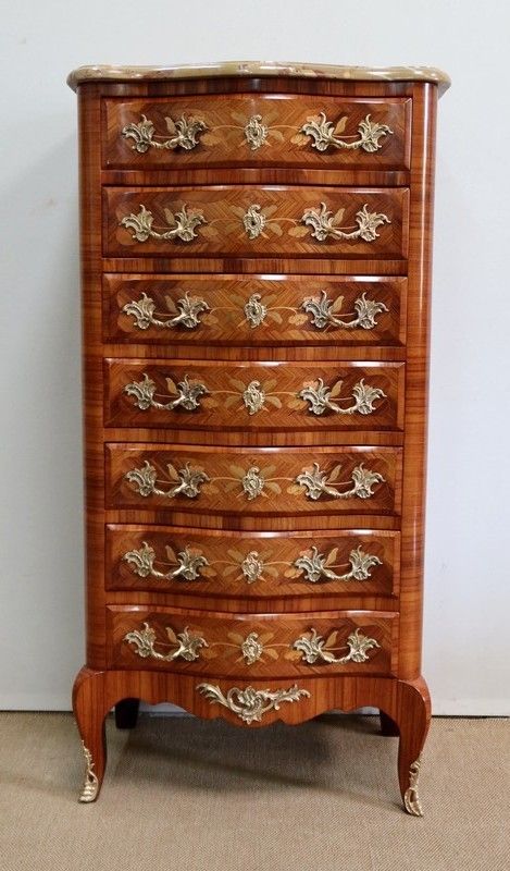 Semainier In Amaranth Veneer And Marquetry, Louis XV Style   Early 20th Century photo vintage