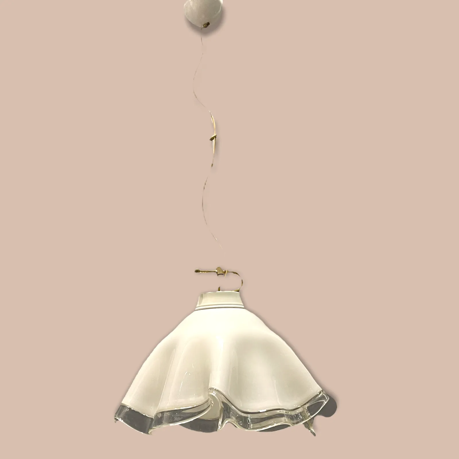 Italian Midcentury Murano Glass Light Pendant photo Lighting