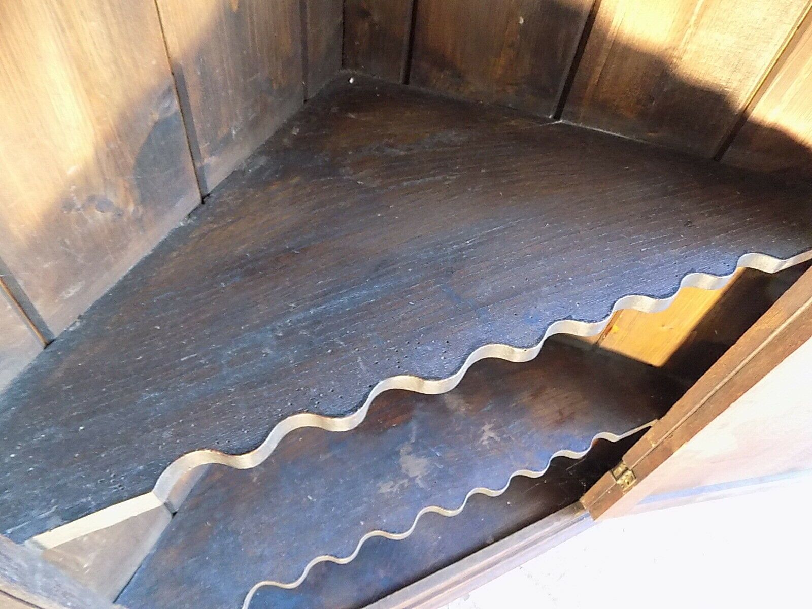 Victorian Large Oak Corner Cabinet Crimped Shelves Cupboard Cabinet Shelves photo vintage